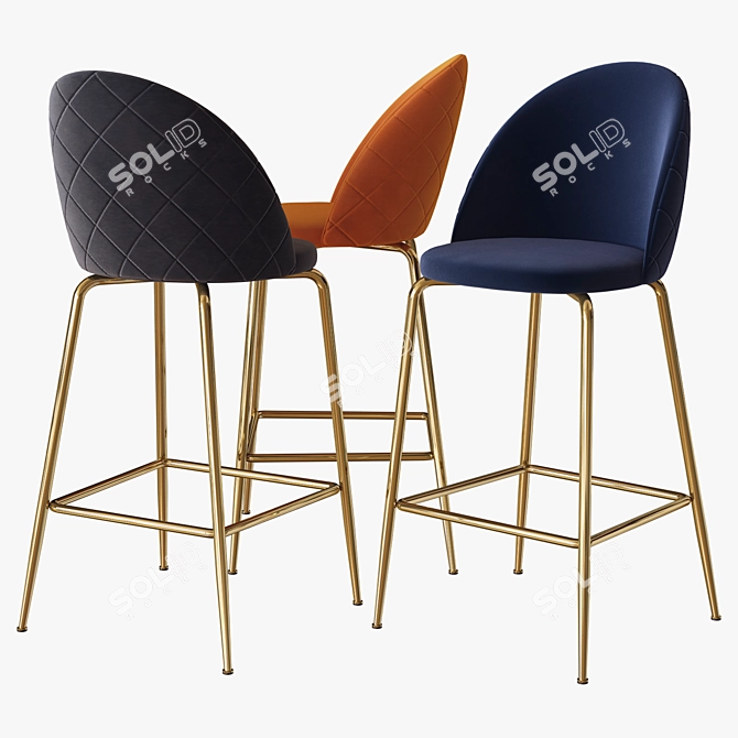 Sleek Heather Bar Stool 3D model image 1