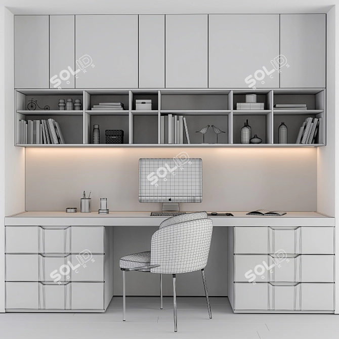 Modern Black Wood Home Office 3D model image 3