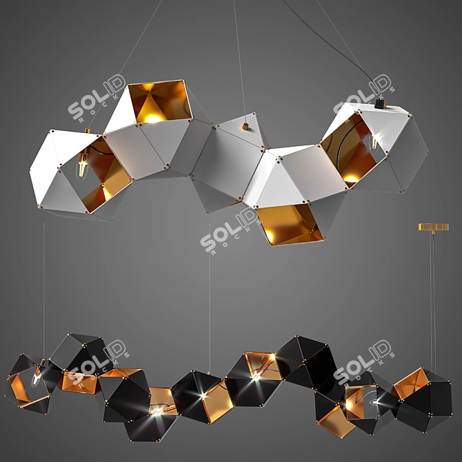 Elegant Wells Black Chandeliers 3D model image 3