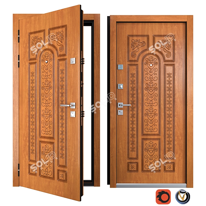 Bezha 7 Metal Entrance Door 3D model image 1
