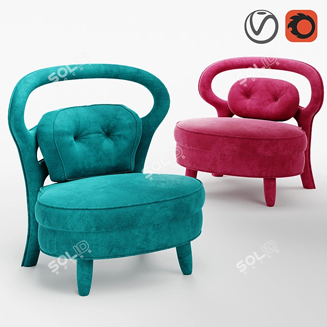 Elegant Nina Armchair: Perfect Blend of Style and Comfort 3D model image 1