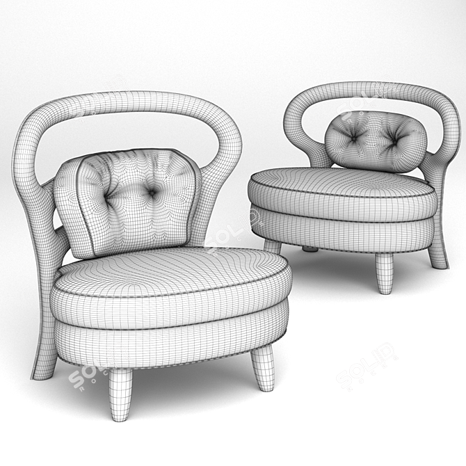 Elegant Nina Armchair: Perfect Blend of Style and Comfort 3D model image 3