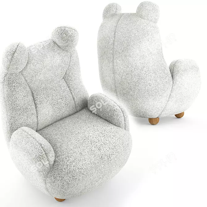 Papa Bear Designer Armchair - Exquisite Comfort 3D model image 1