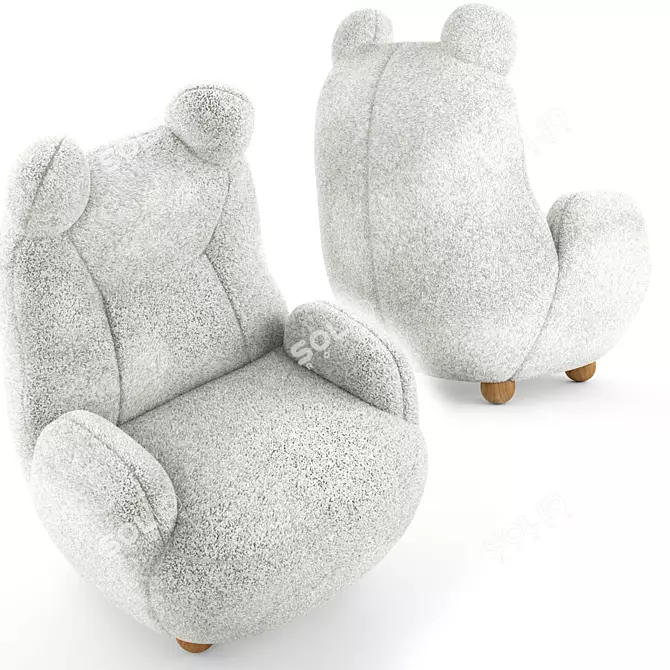 Papa Bear Designer Armchair - Exquisite Comfort 3D model image 2