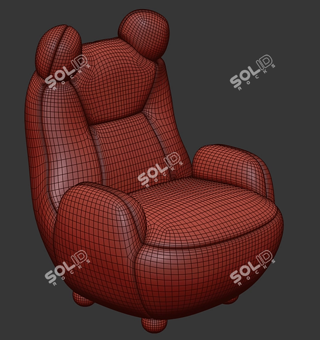 Papa Bear Designer Armchair - Exquisite Comfort 3D model image 3