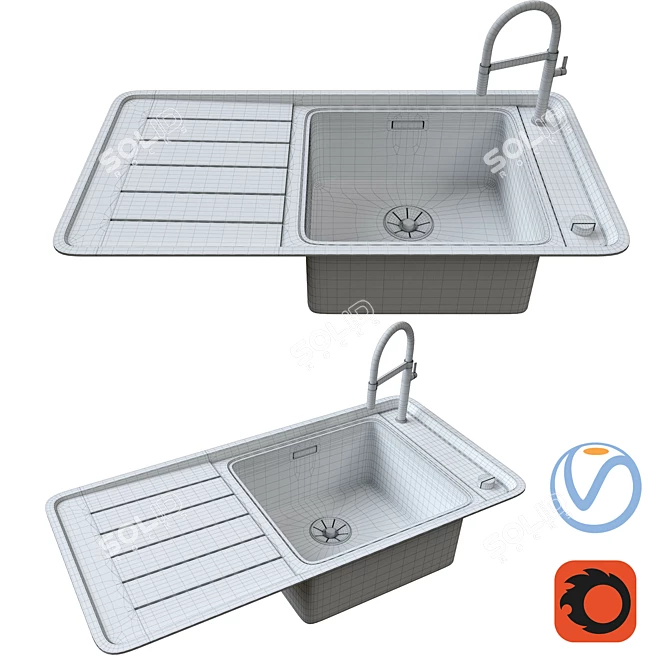 BLANCO ANDANO XL 6 S-IF: Stainless Steel XL Sink (50x100 cm) 3D model image 2