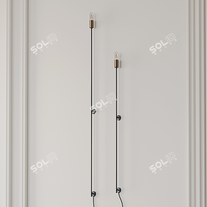 Modern Steel Stick Wall Sconce 3D model image 1