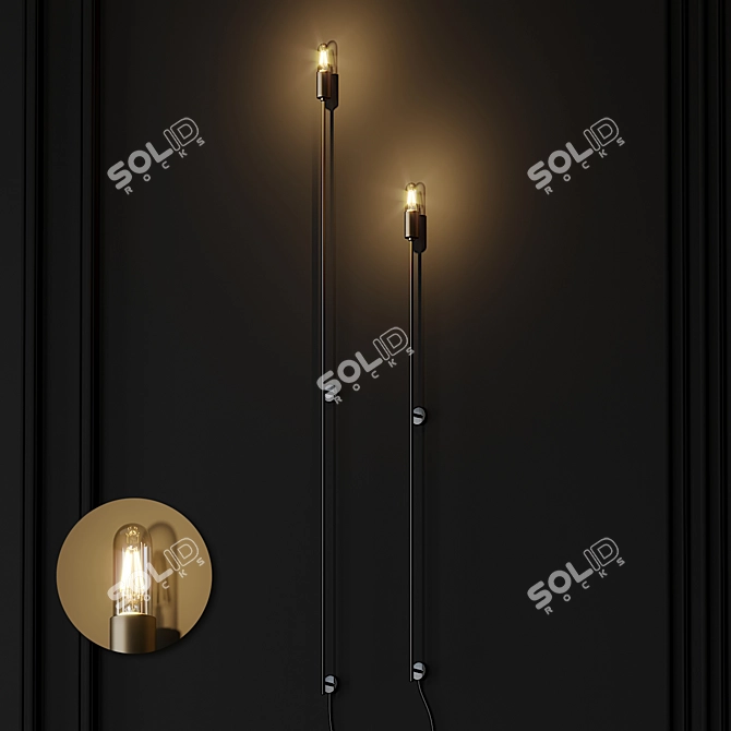 Modern Steel Stick Wall Sconce 3D model image 2