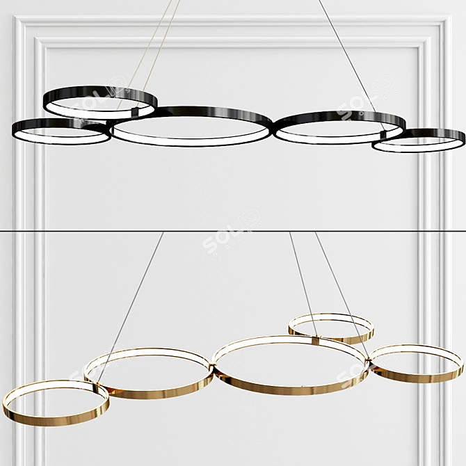 Doveton 5-Light LED Geometric Chandelier 3D model image 1