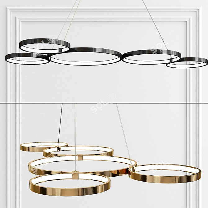 Doveton 5-Light LED Geometric Chandelier 3D model image 2