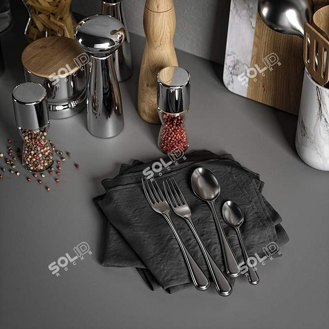 Modern Kitchen Decor Set 3D model image 2