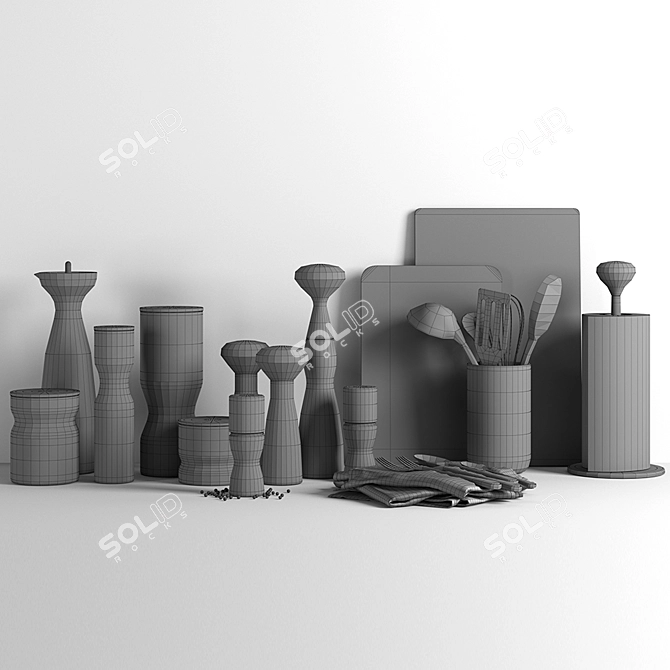 Modern Kitchen Decor Set 3D model image 3