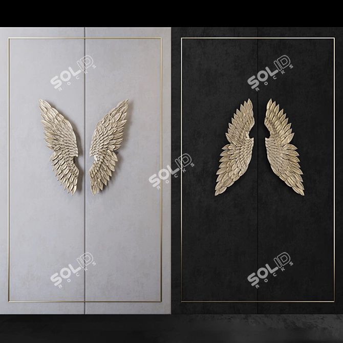 Angel Wings Metal Wall Decor 3D model image 1