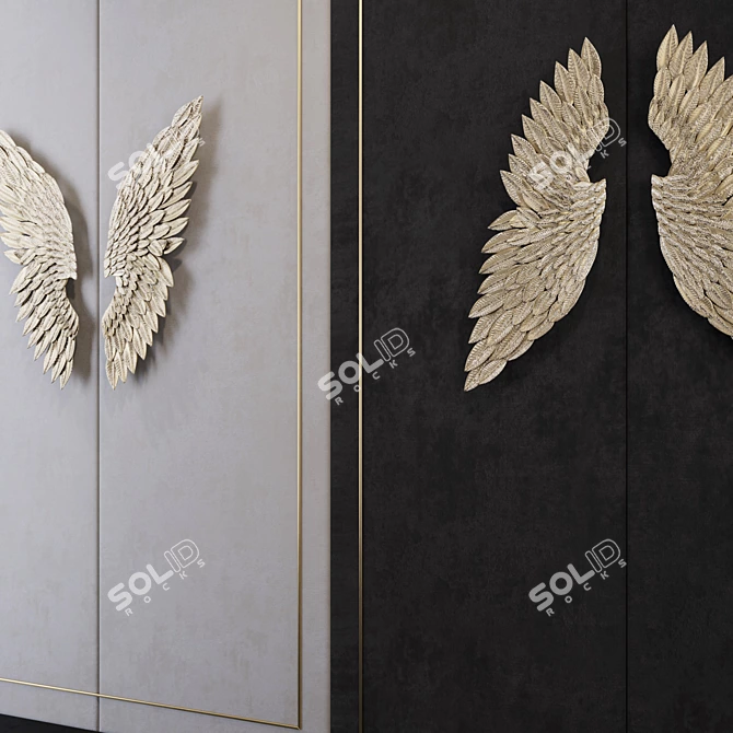 Angel Wings Metal Wall Decor 3D model image 2