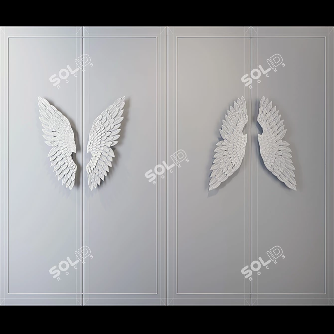 Angel Wings Metal Wall Decor 3D model image 3