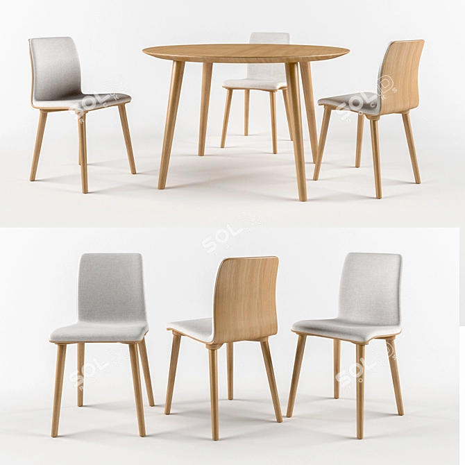 Modish Malmo Set: Chair & Table 3D model image 1