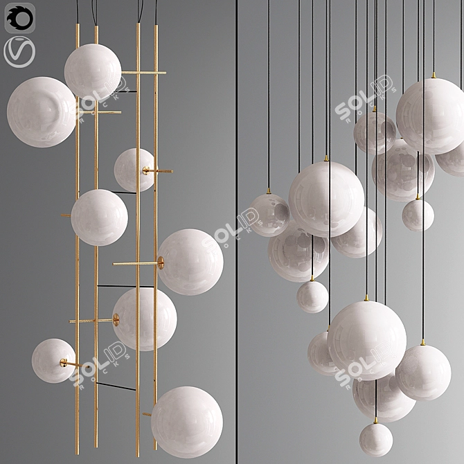 Bolle Tela Gallotti: Magic Pendant Cluster Ceiling Light 3D model image 1