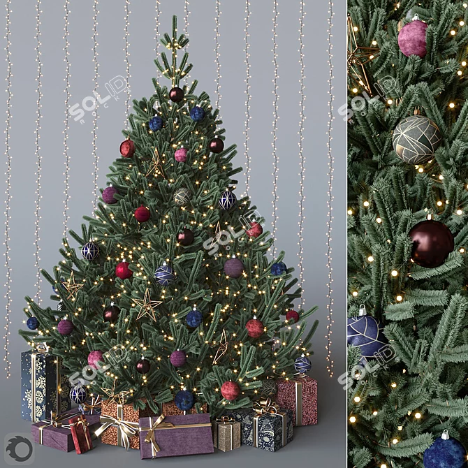 Elegant Dark Christmas Tree 3D model image 1