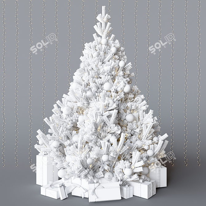 Elegant Dark Christmas Tree 3D model image 3