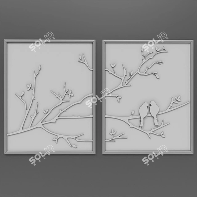 Modern Metal Wall Sculpture 3D model image 2