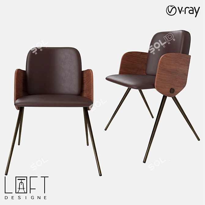 LoftDesign Chair 1401: Wooden, Metal, Faux Leather 3D model image 1