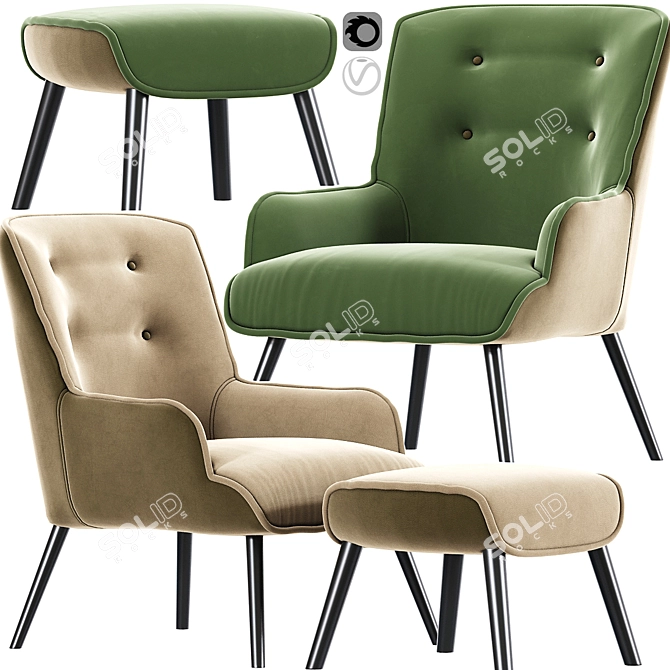 Shangri-La Milla Armchair Set 3D model image 1