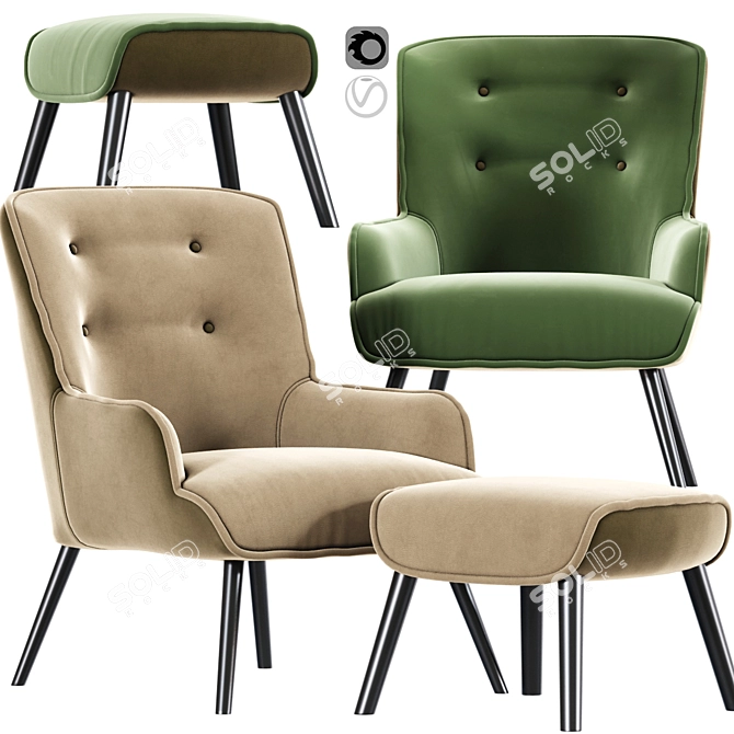 Shangri-La Milla Armchair Set 3D model image 2