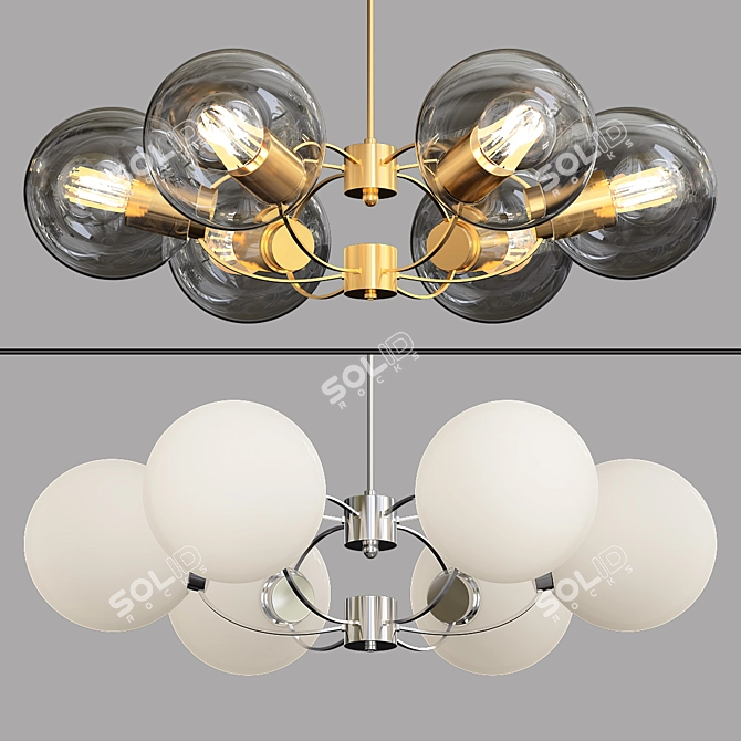 Atomic Chrome Chandelier: Midcentury Space Age Elegance 3D model image 1