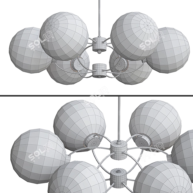 Atomic Chrome Chandelier: Midcentury Space Age Elegance 3D model image 2