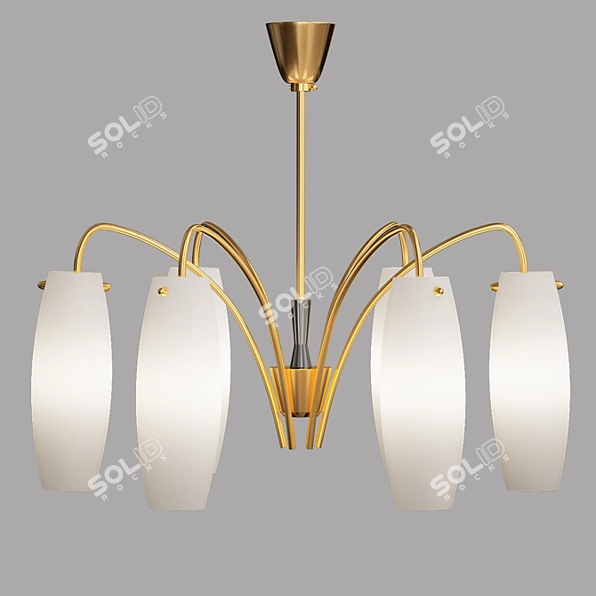 Vintage Brass Chandelier 3D model image 1