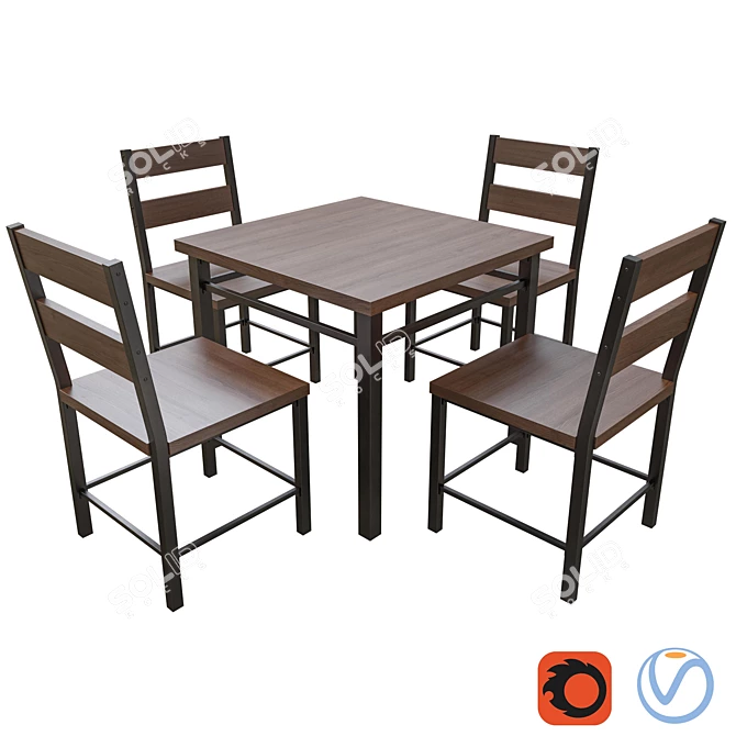 Modern Mercer Counter Height Dining Set 3D model image 1
