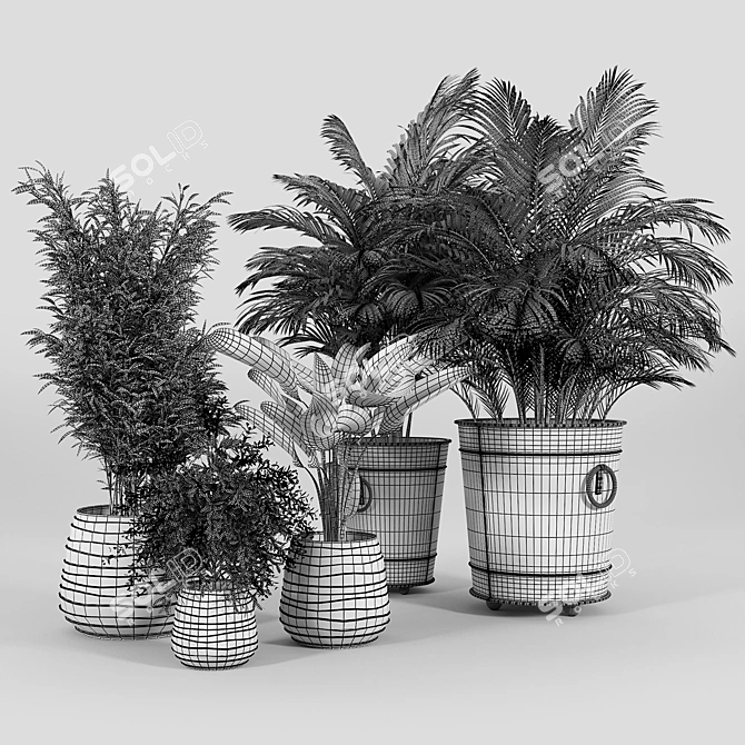 Tula Ring Planters: Stylish Pottery Barn Set 3D model image 3