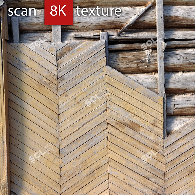 Detailed Wooden Facade Fragment 3D model image 2