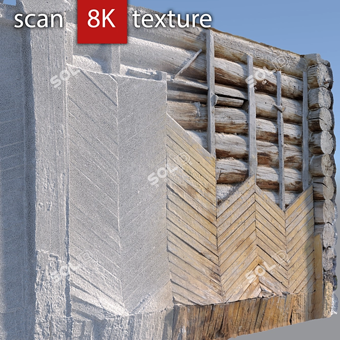 Detailed Wooden Facade Fragment 3D model image 3