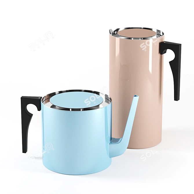 Minimalist Stainless Steel Teapot 3D model image 1