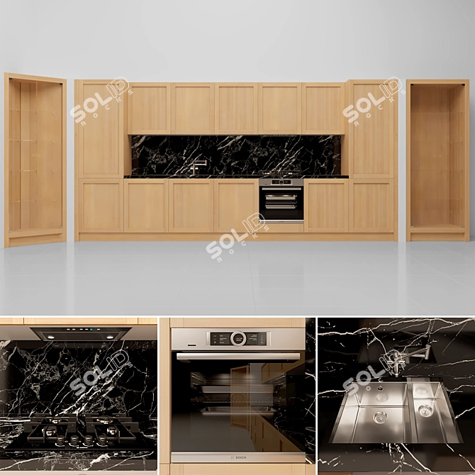 GD Arredamenti Legno Vivo 2.6: Elegant Oak Kitchen 3D model image 1