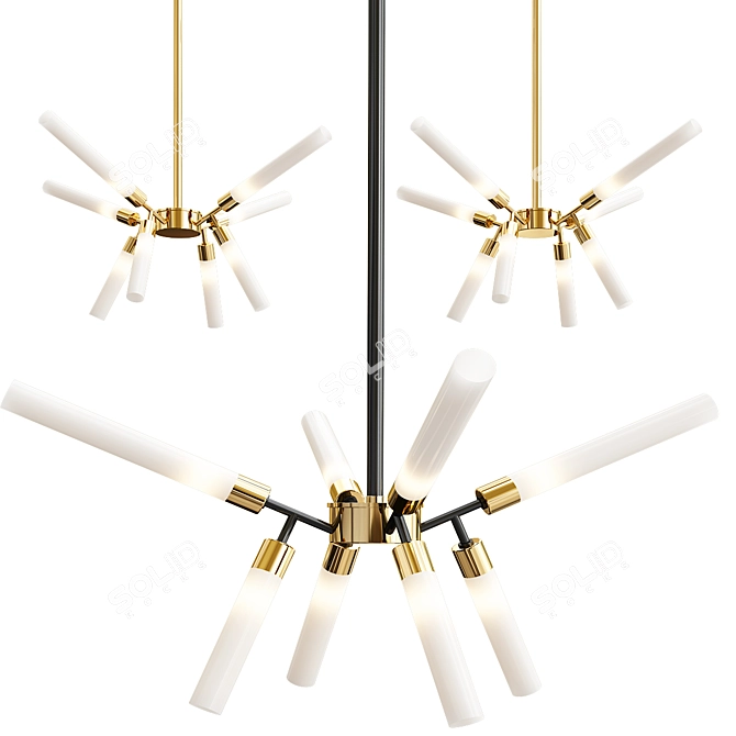 Elegant Glass Fluted Chandelier 3D model image 1