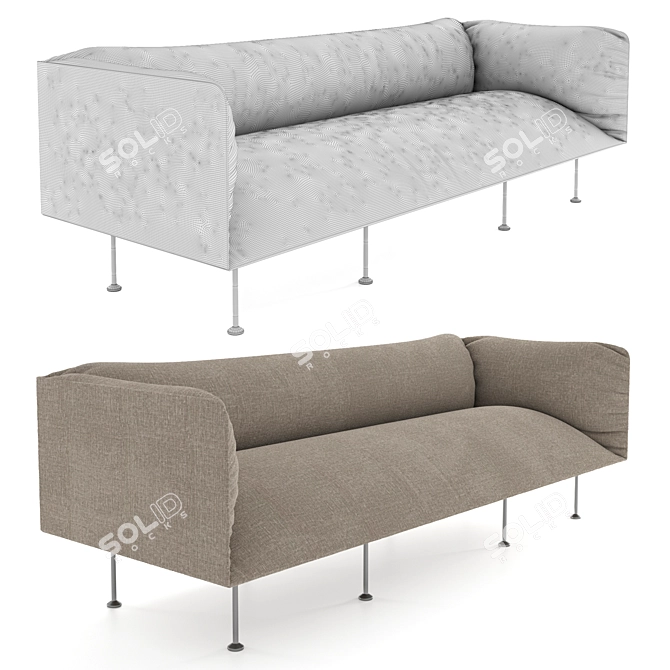 Sandy Brown Textile Sofa 3D model image 2