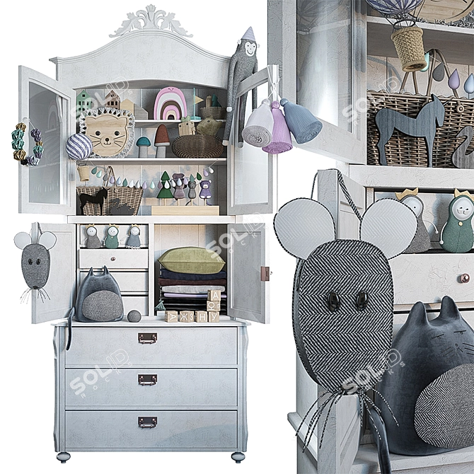 Kids' Closet: Wardrobe with Closed Doors 3D model image 1