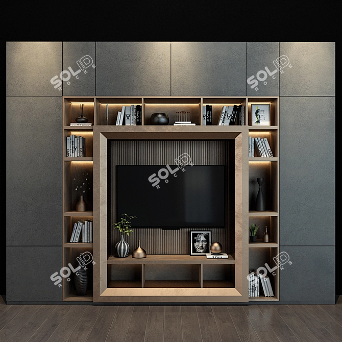 Modern TV Shelf: Stylish Storage Solution 3D model image 1