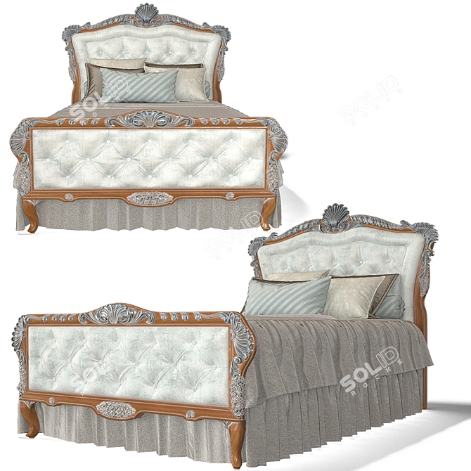 Luxury Walnut Bed - Rampoldi Creations 3D model image 1