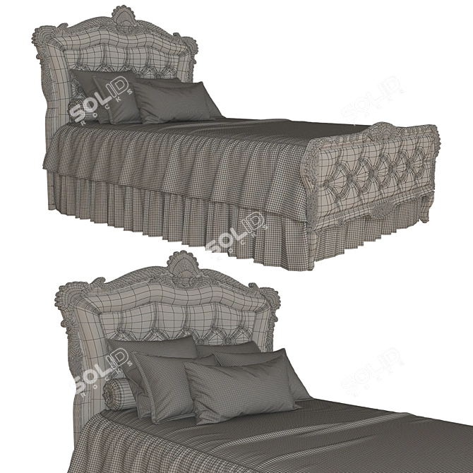 Luxury Walnut Bed - Rampoldi Creations 3D model image 3