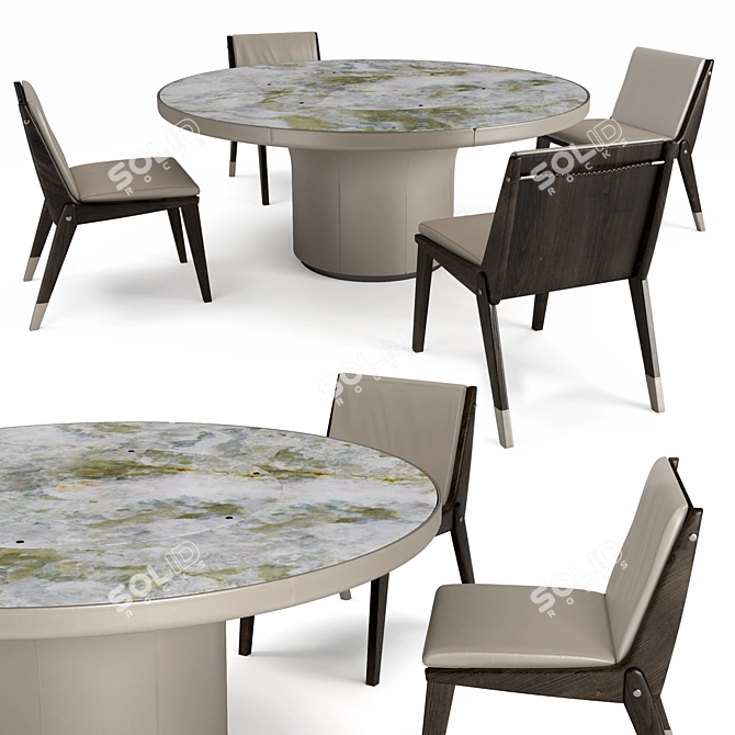 Elegant RE Table + La Chair Set 3D model image 1