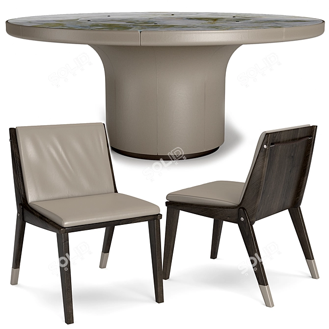 Elegant RE Table + La Chair Set 3D model image 2