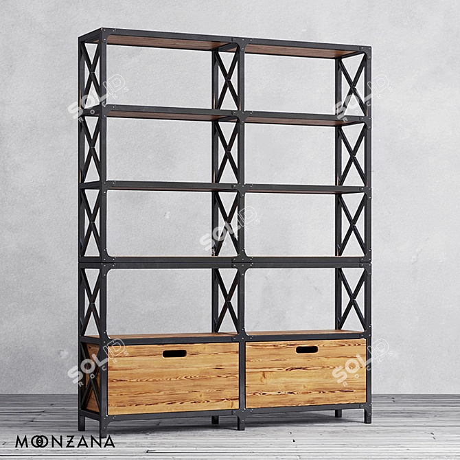 Urban Rustic Pine Rack: OM Factoria 3D model image 1