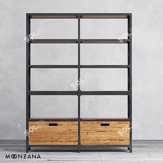 Urban Rustic Pine Rack: OM Factoria 3D model image 2