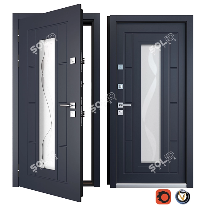 Santyago Zimen Entrance Door - Stylish and Durable 3D model image 1