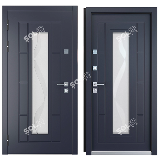 Santyago Zimen Entrance Door - Stylish and Durable 3D model image 3