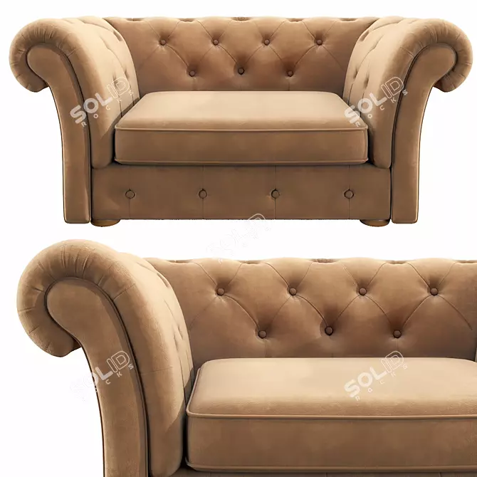 Cranbrook Chesterfield Loveseat: Classic Elegance for Your Home 3D model image 1