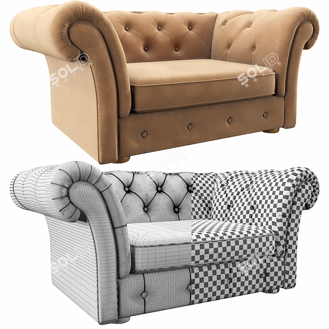 Cranbrook Chesterfield Loveseat: Classic Elegance for Your Home 3D model image 3